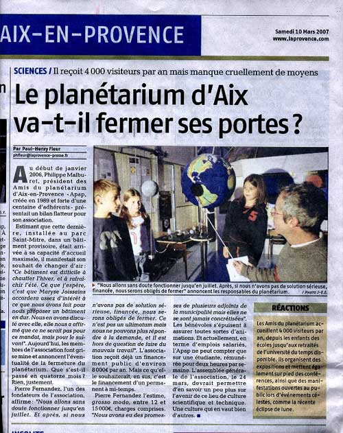 La Provence - 10/3/2007