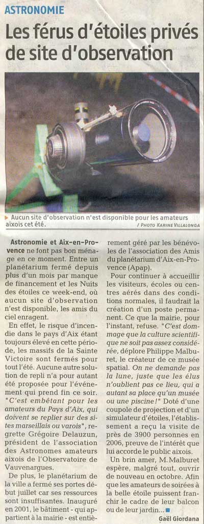 La Provence - 12/8/2007