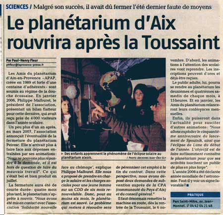 La Provence - 17/10/2007